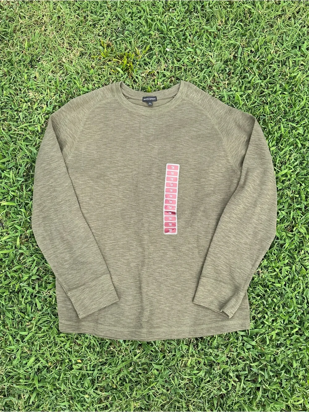 Banana Republic Olive Green Crewneck Sweatshirt with Vertical Patch